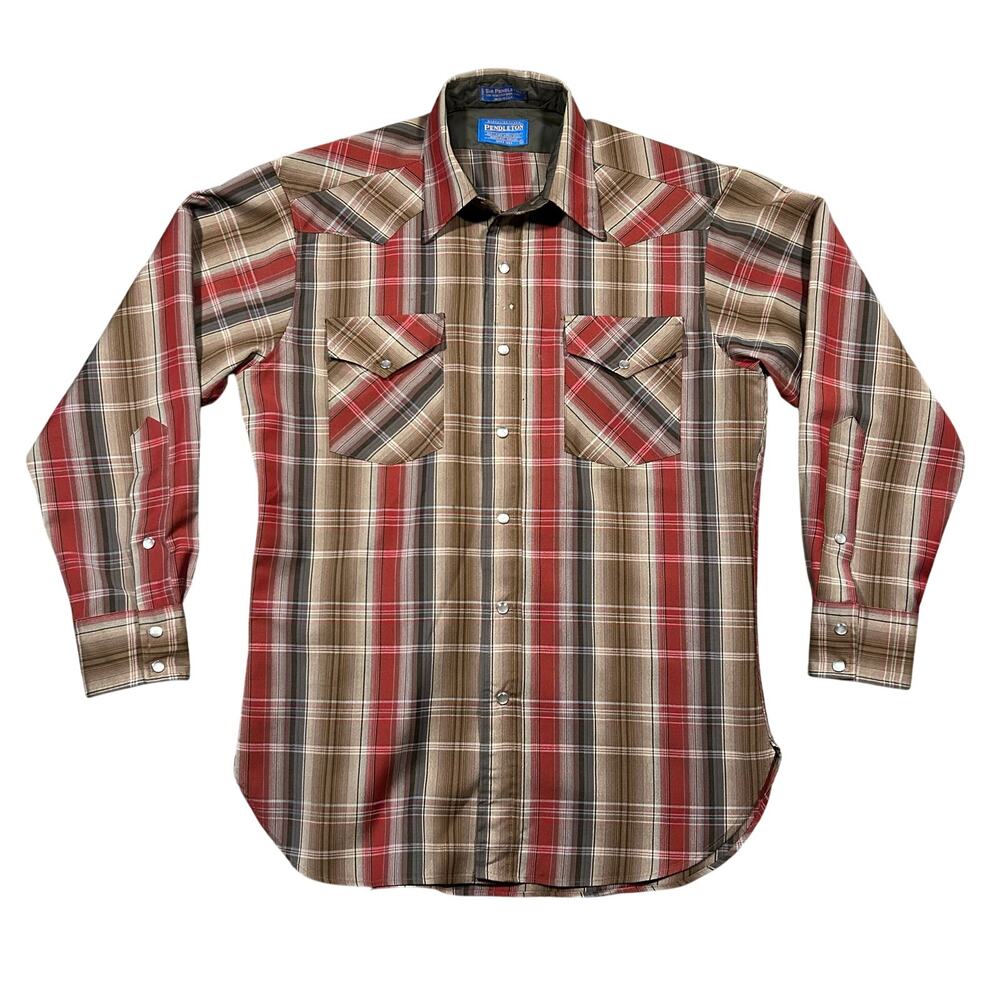 Vintage Sir Pendleton Western Shirt Mens Medium Plaid 100% Virgin Wool USA Made